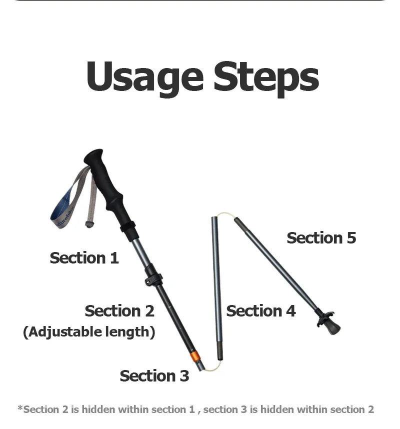 Carbon Fiber Trekking Poles Adjustable 103–135cm Ultralight Hiking Sticks