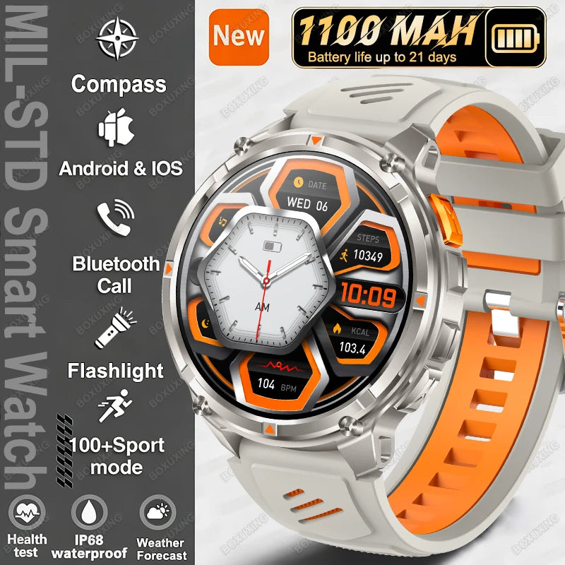 Smartwatch con chiamata Bluetooth all'aperto con bussola e GPS collegato al telefono