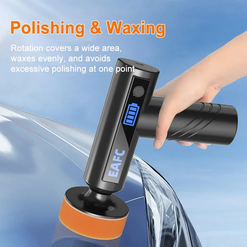 Cordless Car Waxing and Polishing Tool with Three Pads