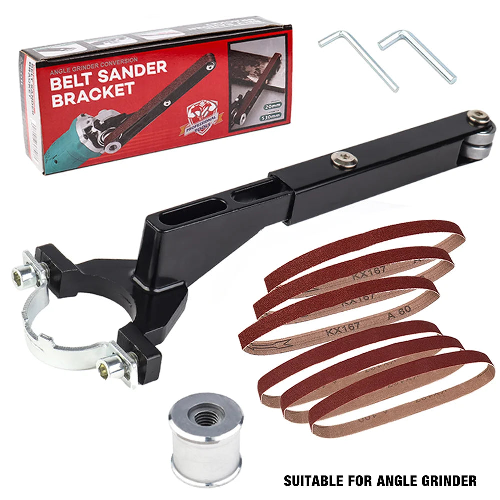Belt-Sander Attachment for Matching Angle Grinders