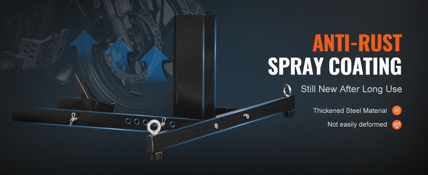 Support de cale-roue pour moto robuste 1800 lbs ajustable