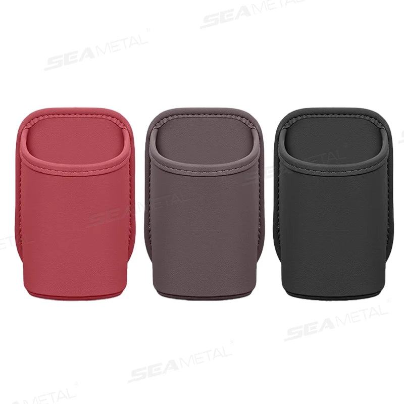 SEAMETAL Car Side Door Cup Holder Wear-Resistant Waterproof Pu Leather Drink Rack Stable Bottle Holder Universal Car Organizer