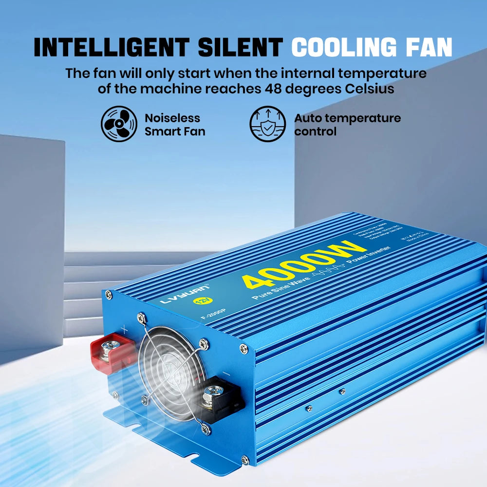 Lvyuan Pure Sine Wave Inverter 2000W DC 12V 24V  to AC 220V 240V Continuous Power 2000W Inverter