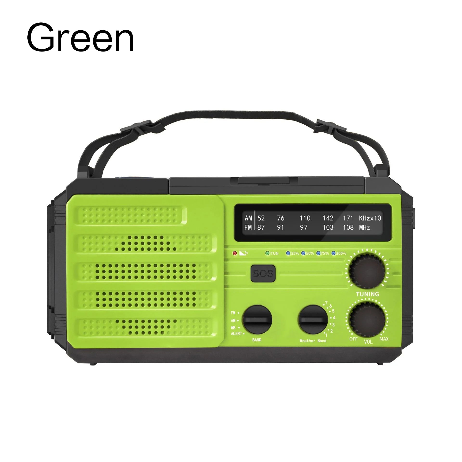 Weather Radio Emergency Multifunctional Radio FM AM WB Hand Crank Solar USB Charging 2000mAh Power Bank LED Flashlight Torch 
