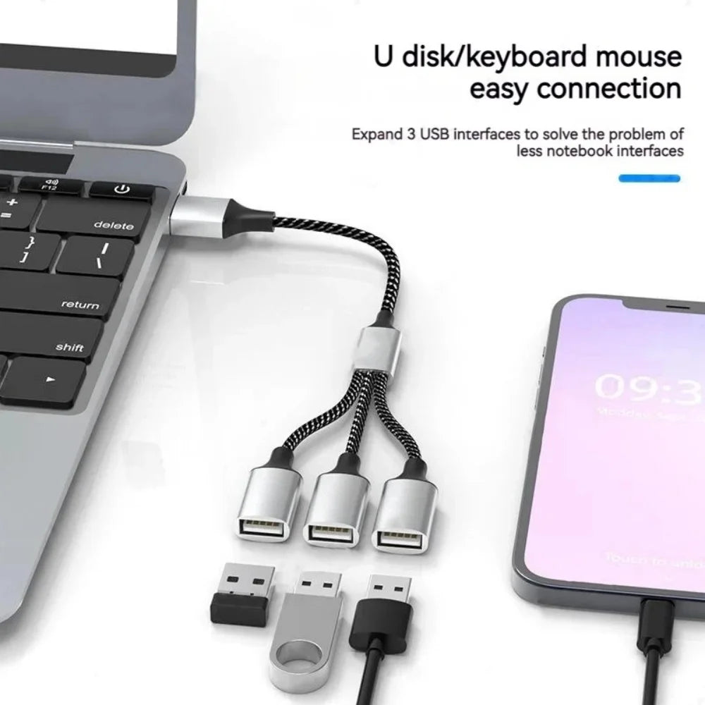 USB-2.0-Hub-Splitter mit USB-A- oder USB-C-Anschluss