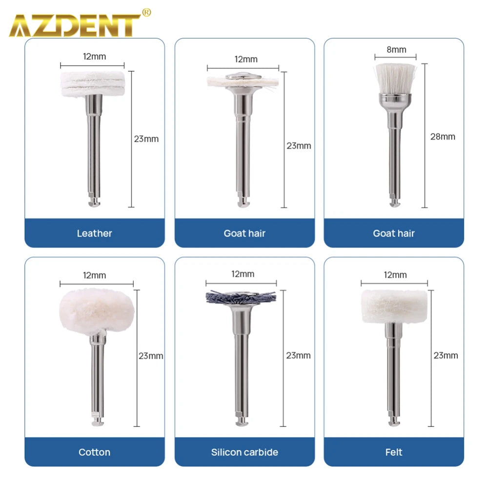 AZDENT 12 Pz/scatola Kit di Lucidatura Composito Dentale RA 2.35mm Lucidatore per Manipolo a Bassa Velocità Porcellana Denti Naturali Lucidatura delle unghie