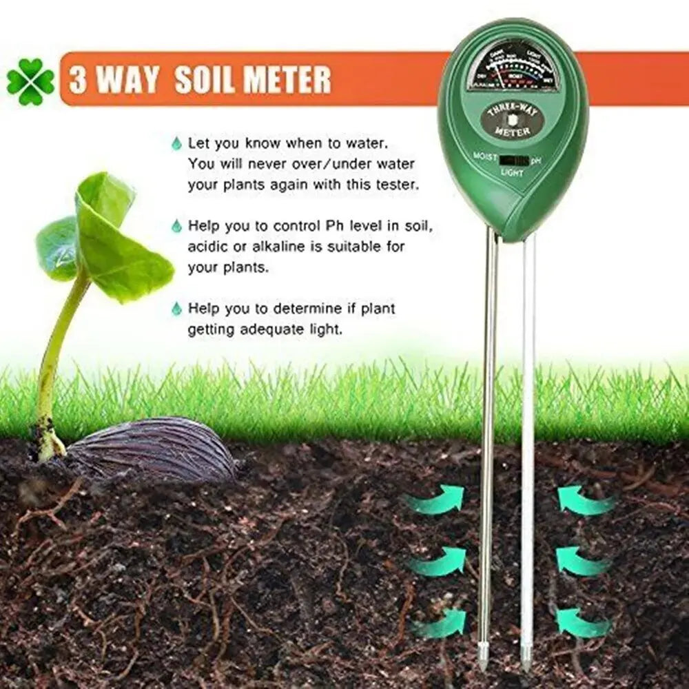 3-in-1 Soil Meter for Moisture, Light and pH