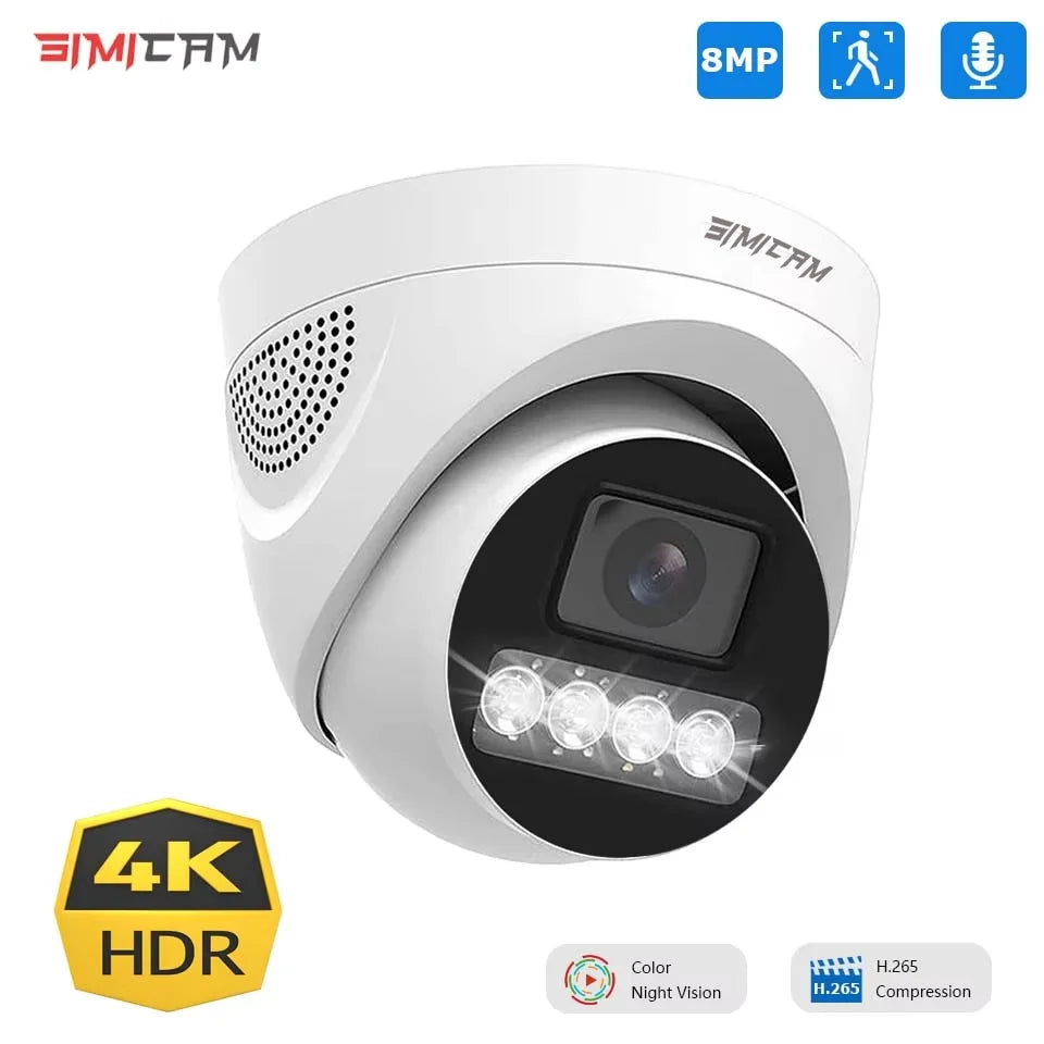 4K 8MP 5MP 4MP POE Surveillance Camera IP Onvif H.265 48V Audio Dome HD Color Night Vision CCTV Video Security Camera For NVR 