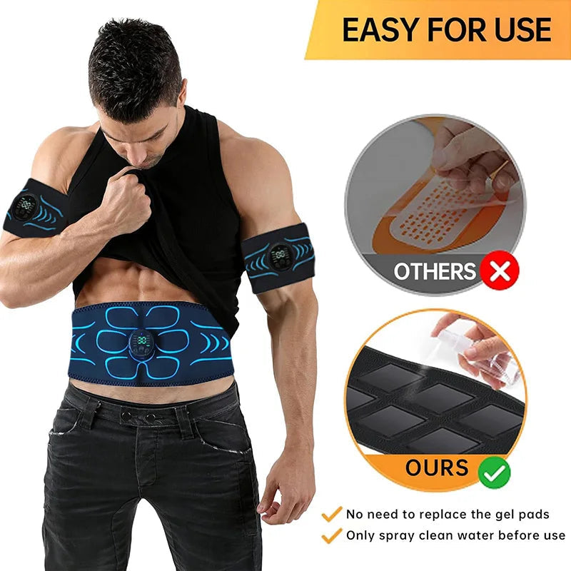 EMS Muscle Stimulator Abdominal Toning Belt Smart Muscle Toner Recharge Body Shaping Massage Belt Weight Loss Fitness Equipment 