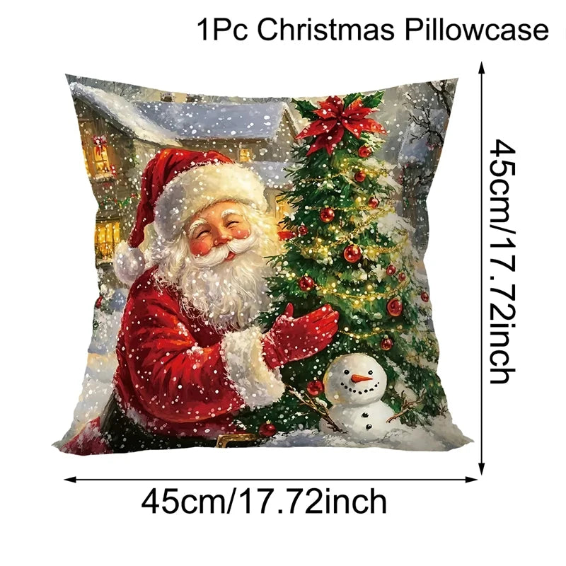 Christmas Decoration Throw Pillow Covers Santa Claus Snowman Elk Winter Holiday Decorative Pillowcases for Sofa Couch Home Decor 
