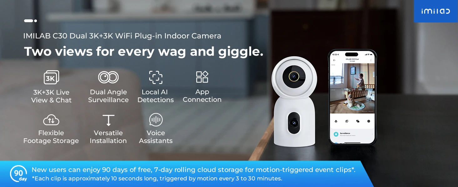 IMILAB C30 Dual 3K Indoor Security Camera with 360° Coverage