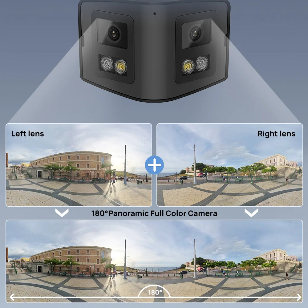 VIKYLIN Hikvision Compatible 4MP Dual Lens IP Camera 180 Panoramic POE Security IP Camera Two-Way Audio Video Surveillance CCTV 