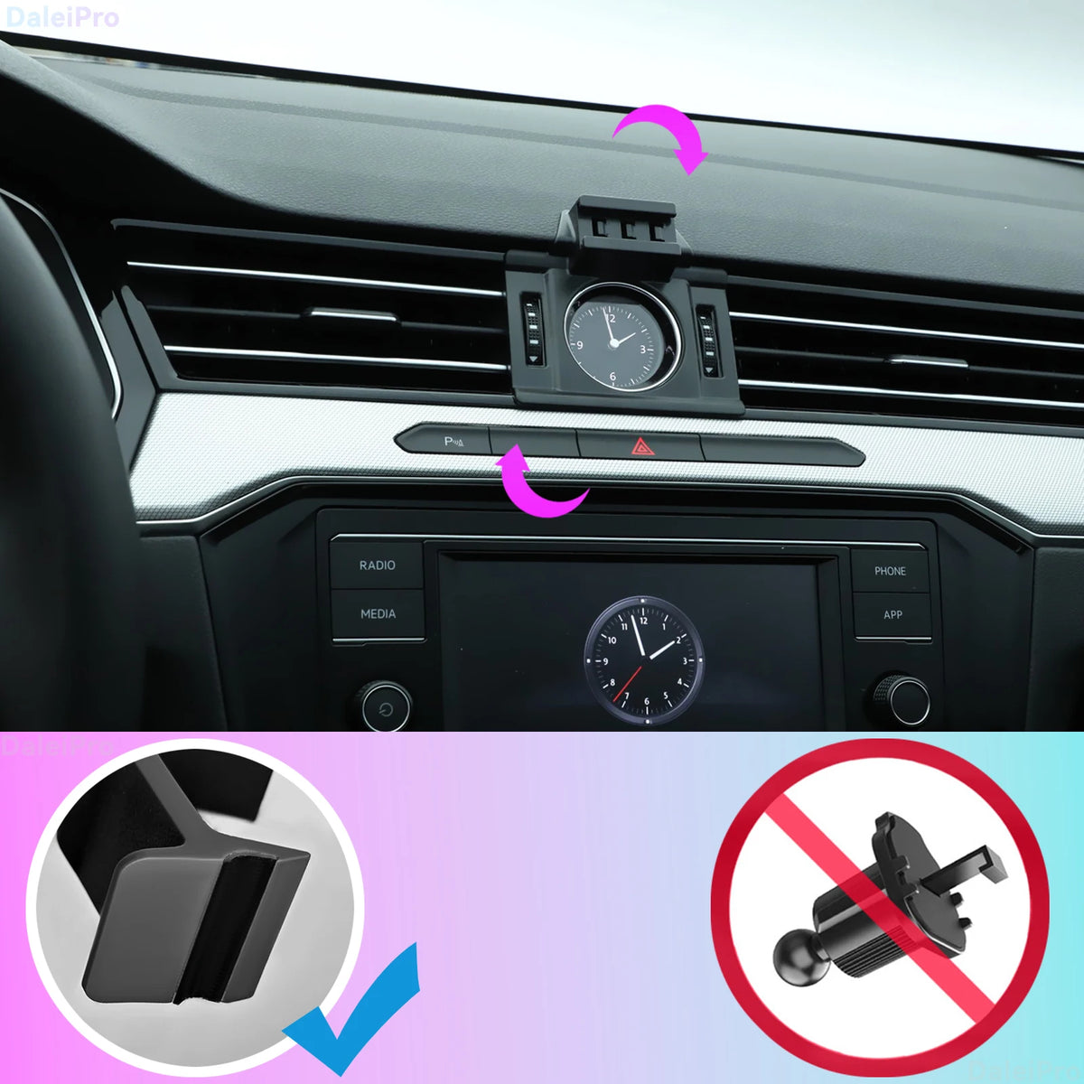 LHD RHD for VW Passat B8 2017 2018 2019 2020 2021 2022 2023 Car Phone Holder, Vehicle-Specific Replaceable Dashboard Phone Base