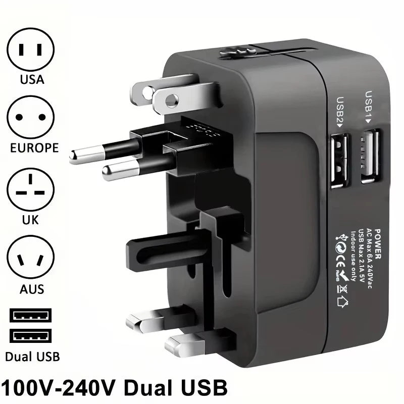 Universal Travel Adapter with Dual USB