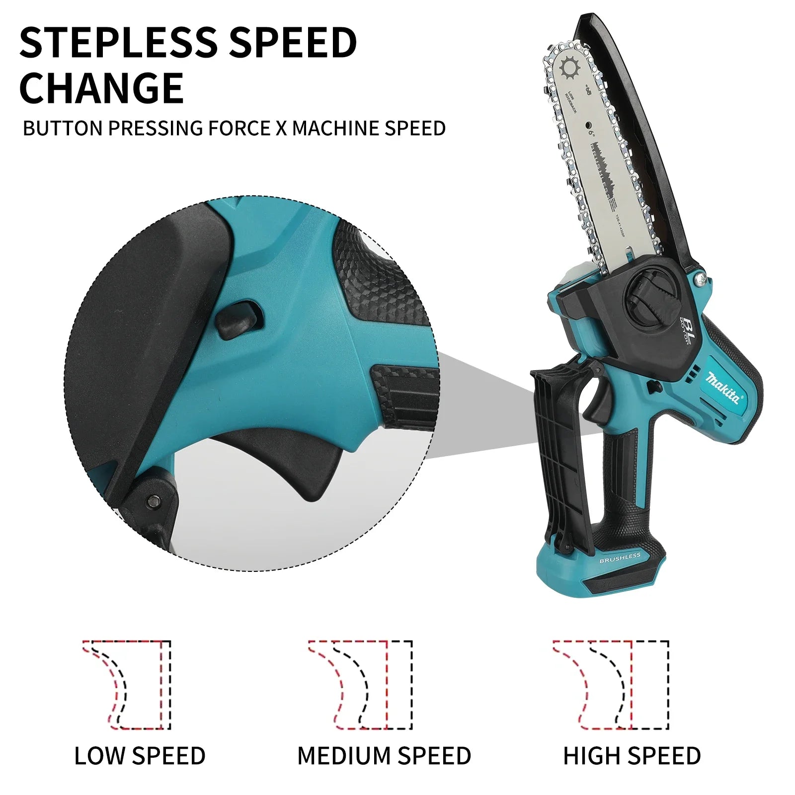 Makita 18V Cordless Chainsaw for Woodworking with Small Handheld Electric 6-inch Logging Sawzall Mini Portable Chainsaw 