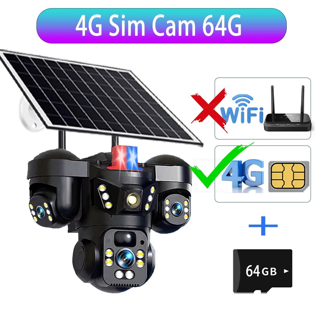 15MP Triple Lens Solar Security Camera with 360° Tracking