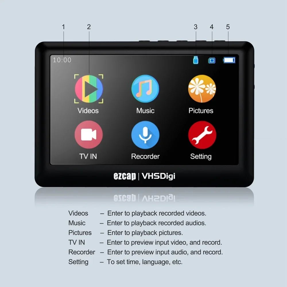 Digitalizator video AV autonom cu ecran de 4.3 inci