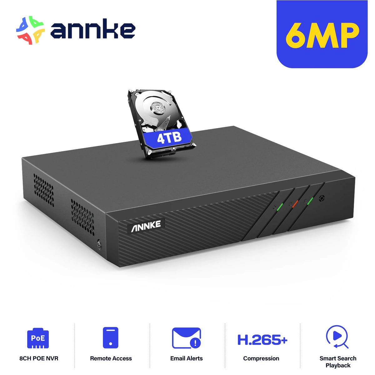 6MP 8CH PoE NVR for IP Security Camera Systems