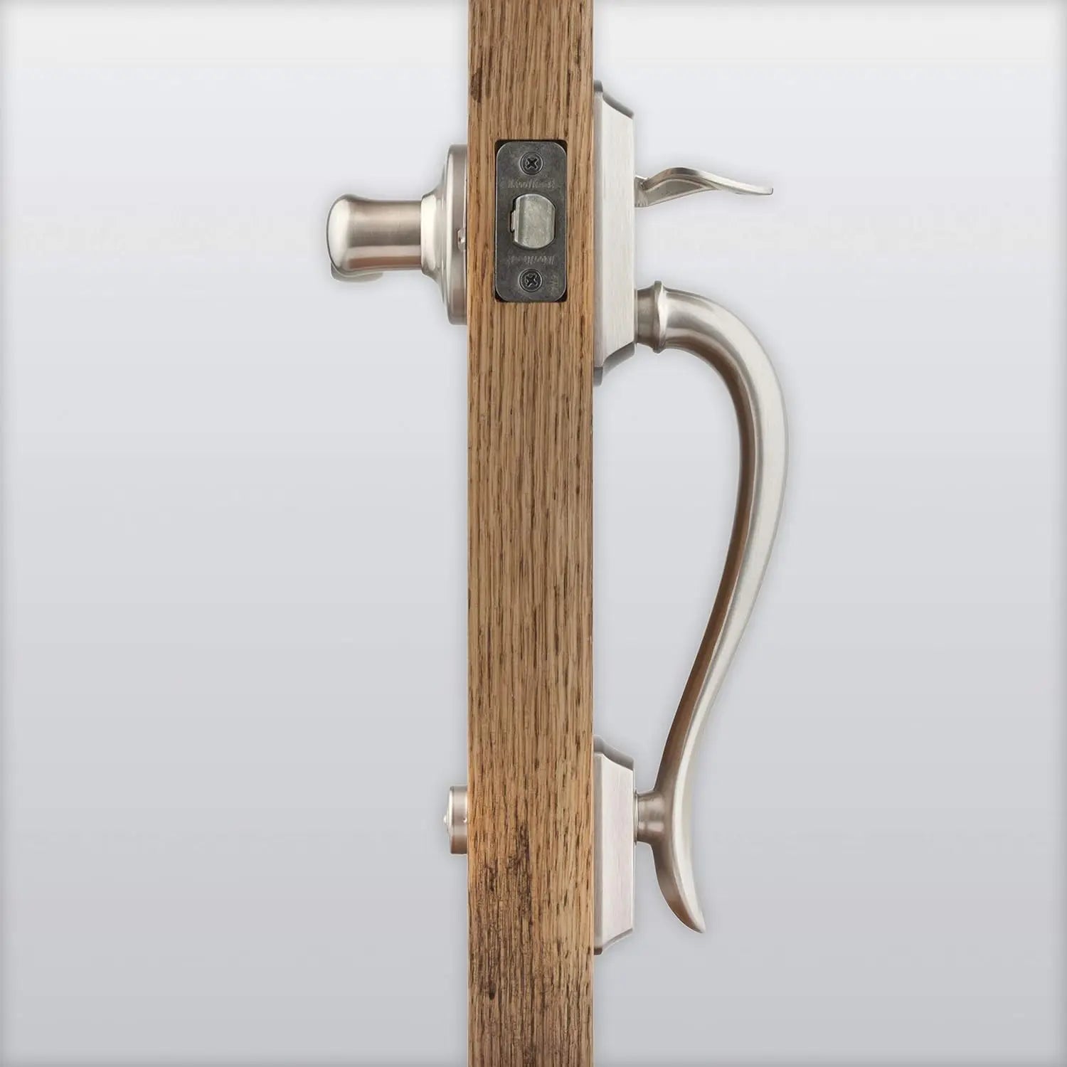 Front Door Handle Set with Reversible Lever, Satin Nickel Finish