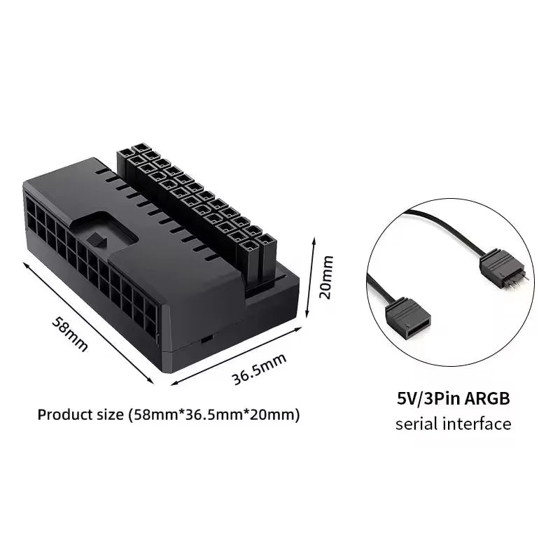 Adaptateur d’alimentation 24 broches ATX pour carte mère, 90°