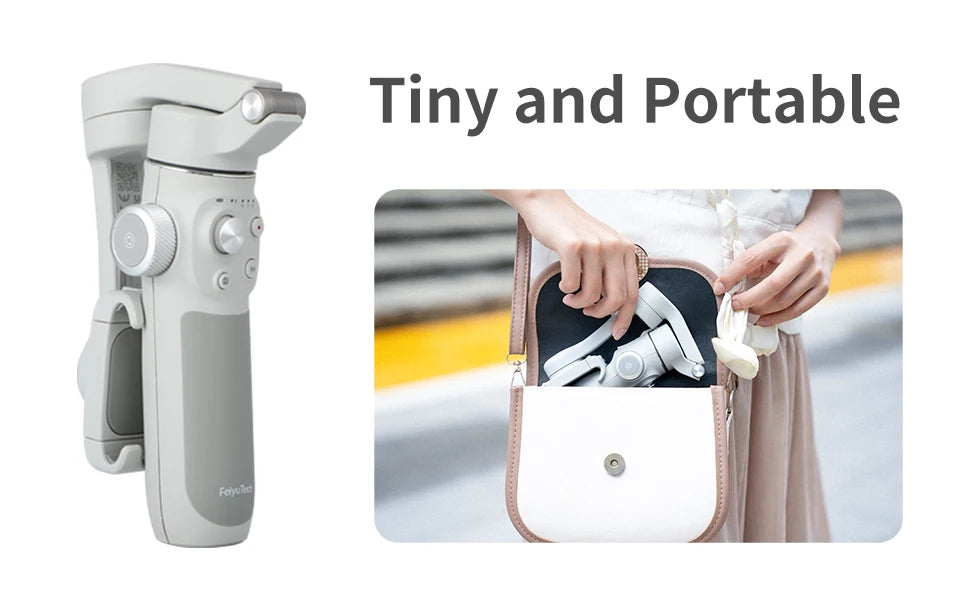 FeiyuTech VB4 3-tengelyes gimbal stabilizátor iPhone & Android számára, beépített selfie pálca, összecsukható kialakítás a vloggoláshoz, arcfelismerés