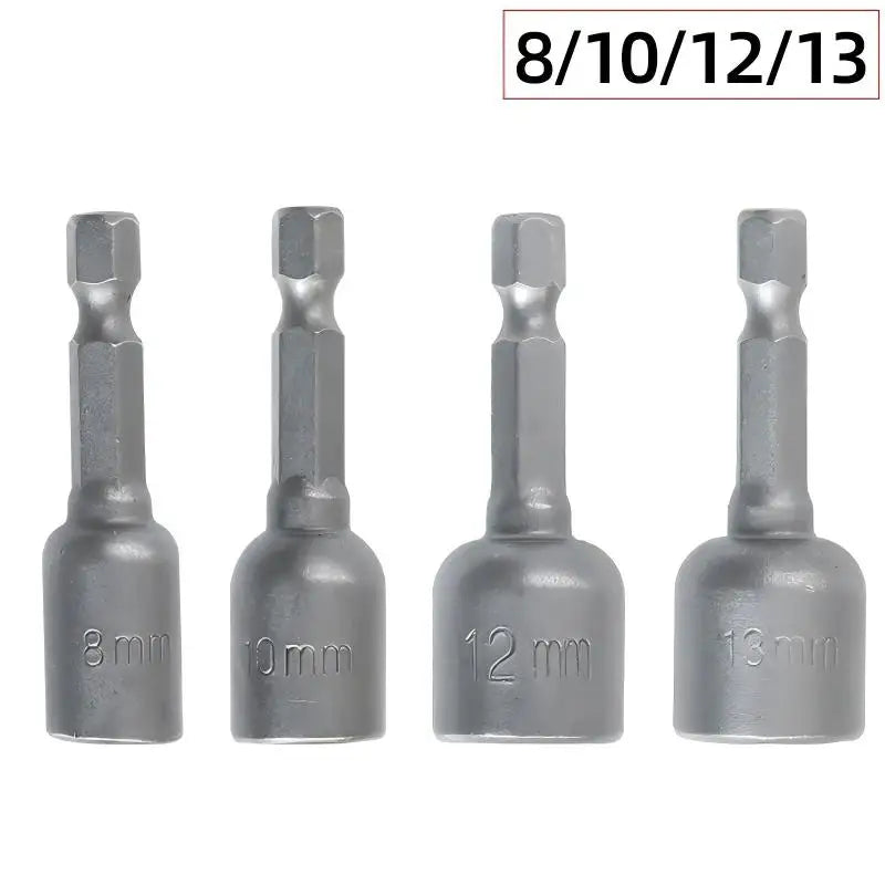 6-13mm Impact Socket Set Magnetic Nut Screwdriver 48mm Drill Bit Set 1/4” Hex Socket Adapter Bolt Drivers Socket Kit Hand Tools 