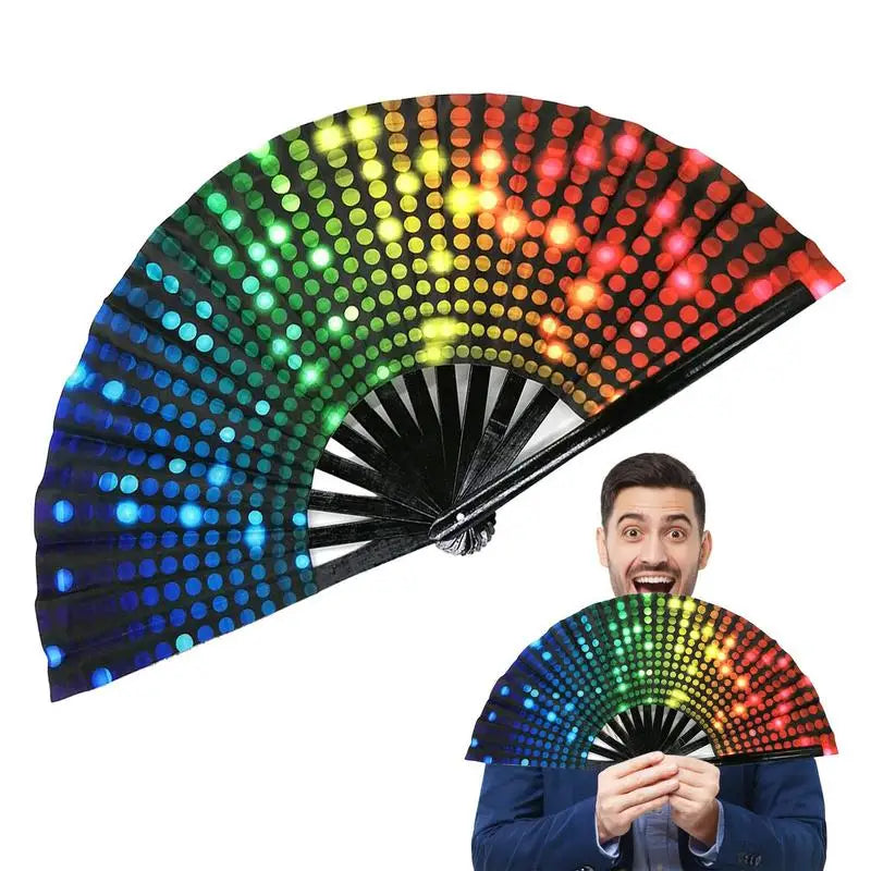Ventaglio pieghevole arcobaleno con stecche in bambù