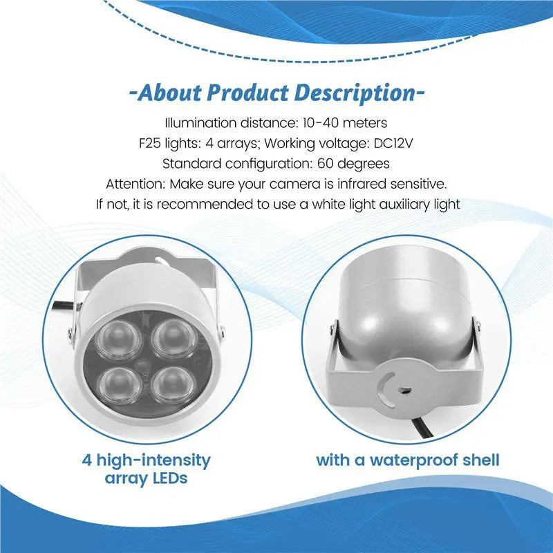 4X 4 Array Leds Infrared Waterproof Night Vision IR Illuminator Light Fill Light DC 12V For Security Camera-A86G