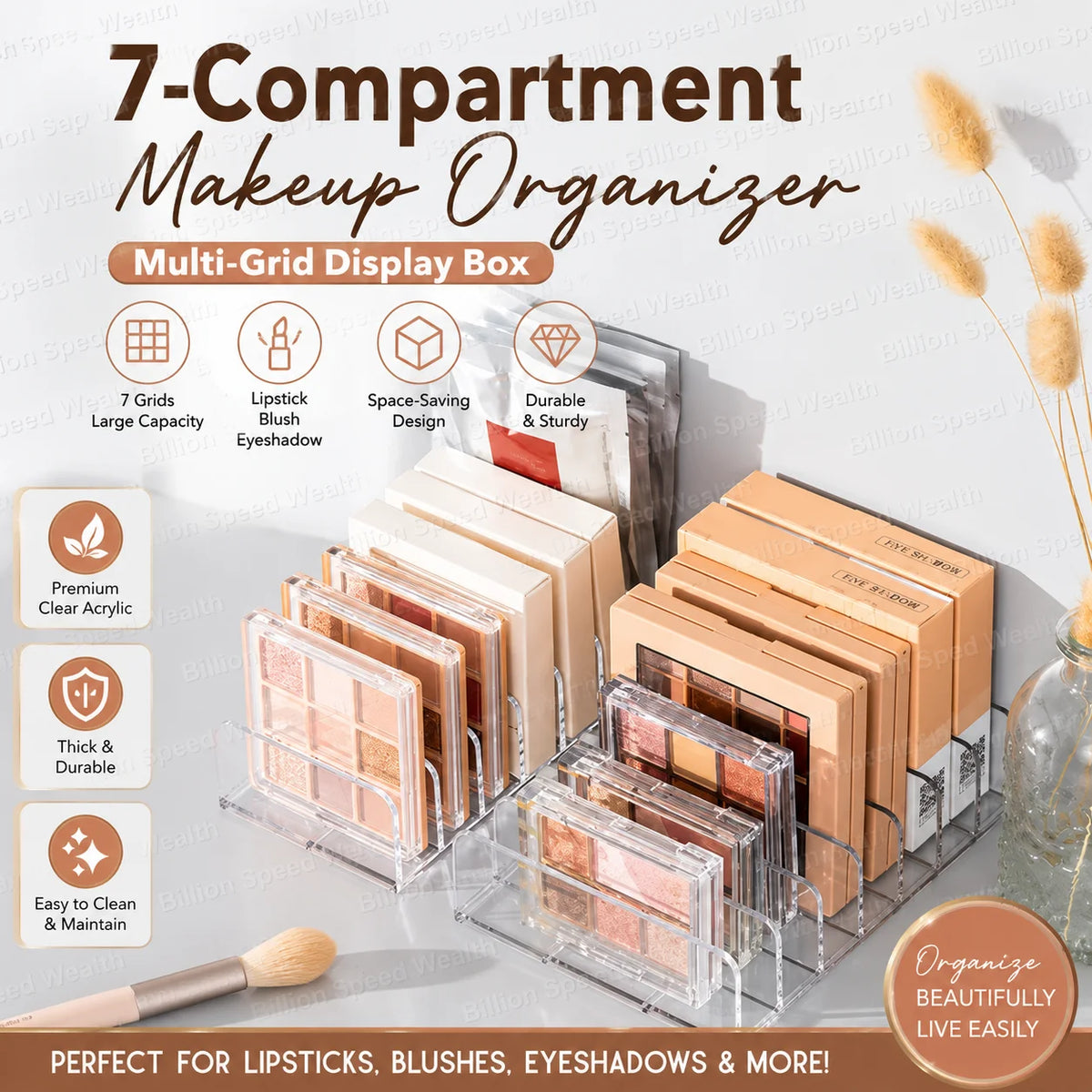 Seven-Compartment Makeup Palette Organiser