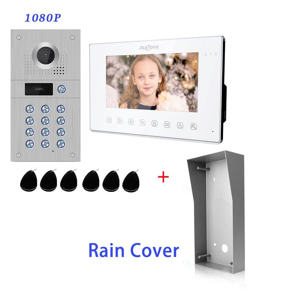 Jeatone 1080P Tuya WiFi Video Intercom RFID Code Keypad Doorbell Cam 7 Inch Home Security Video Door Phone Access Control System Spy-shop.com