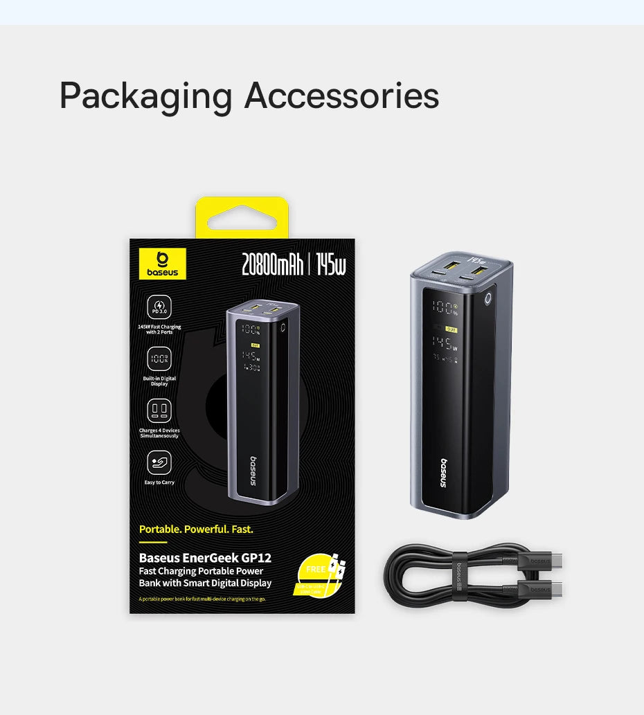 145W Fast Charging Power Bank 20800mAh USB-C Laptop Charger