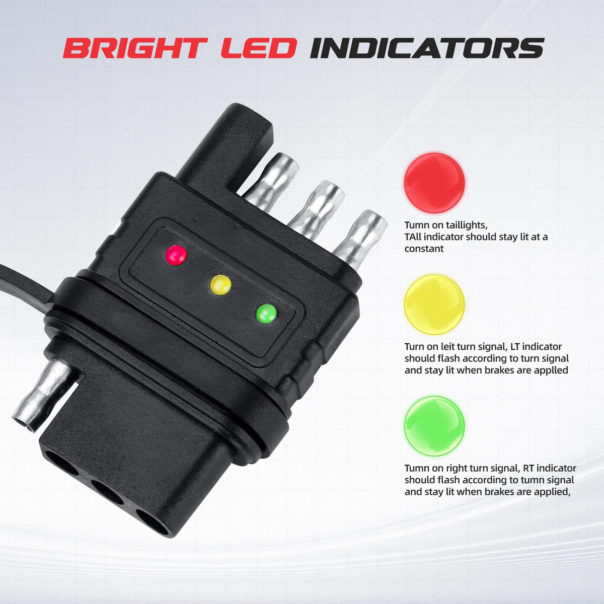 Testador LED para ficha plana de reboque de 4 ou 5 pinos