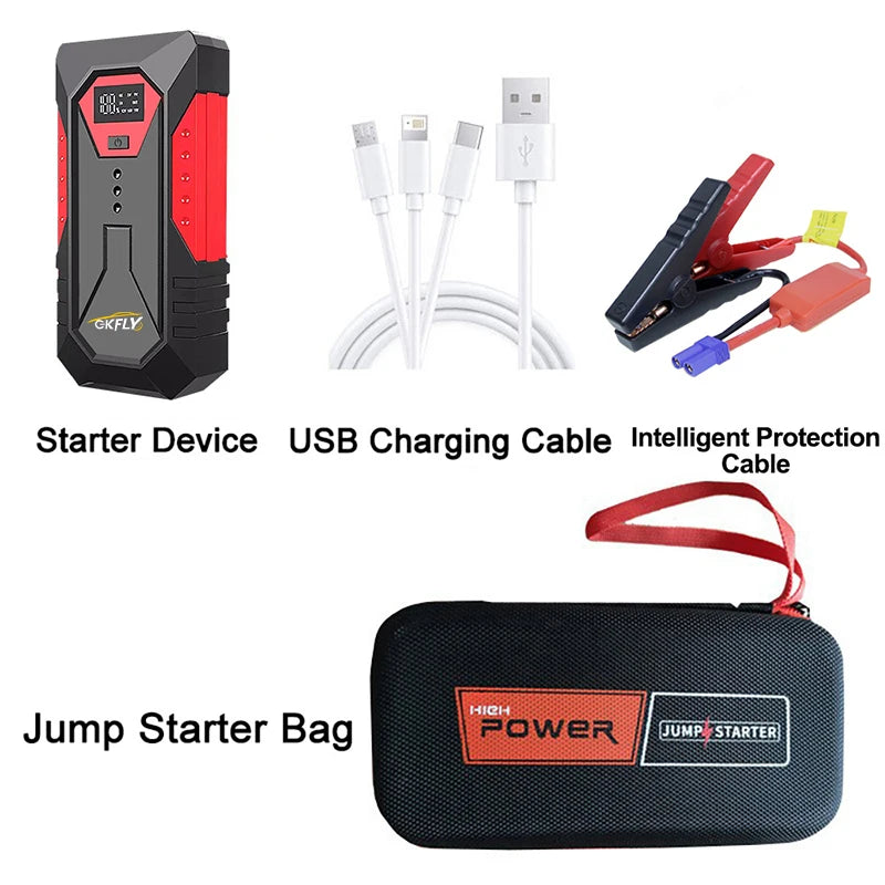 GKFLY Portable Car Jump Starter 18000mAh Power Bank Car Booster Charger 12V Starting Device Petrol Diesel Car Emergency Booster