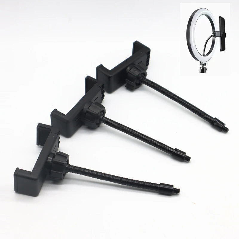 Phone Holder for Ring Light and Tripod Stand with 1/4 and Hot Shoe Adapter, Flexible Phone Tripod Mount Adapter