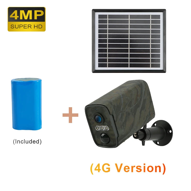 LCLCTEK 4MP 4G SIM 940nm Trail Hunting Camera Solar Powered Battery CCTV Camera PIR Detection Outdoor Wireless Security Camera 
