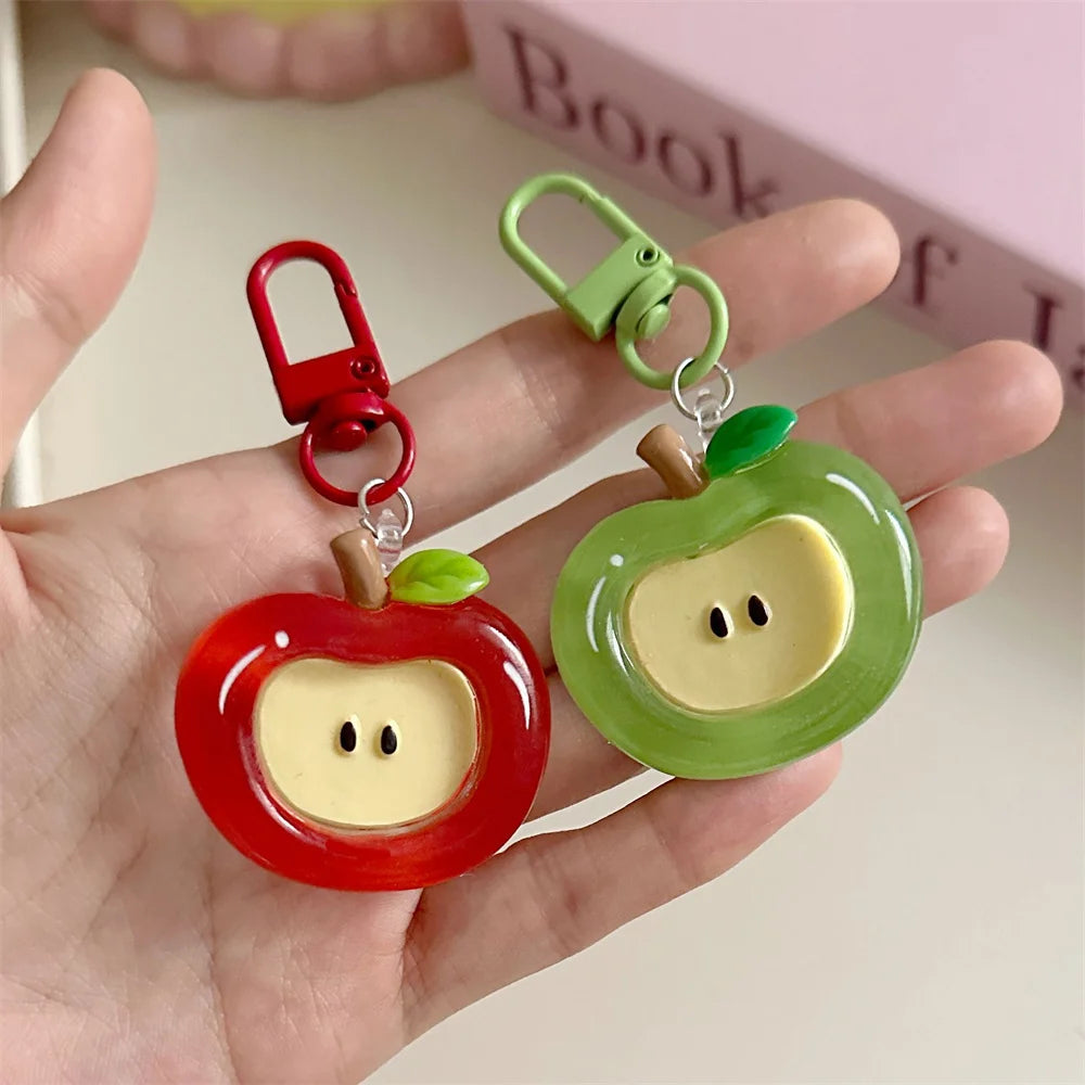 1/2 τεμάχια Cartoon Apple Red Green Cute Keychain για Γυναίκες Lovely Acrylic Apple Shape Bag Decorative Pendant Phone Key Chain Gifts