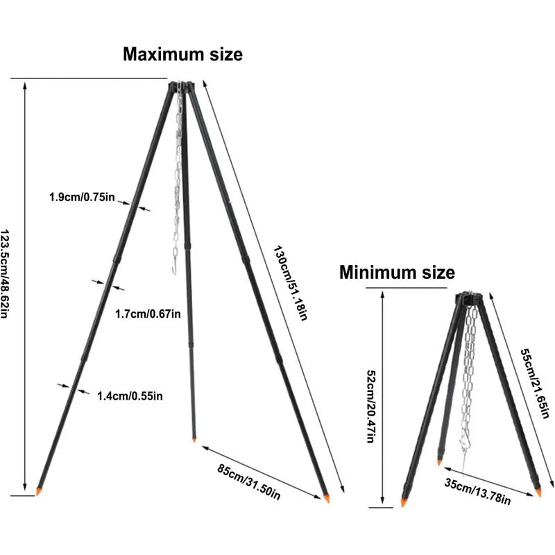 Camping Cooking Tripod with Hanging Chain
