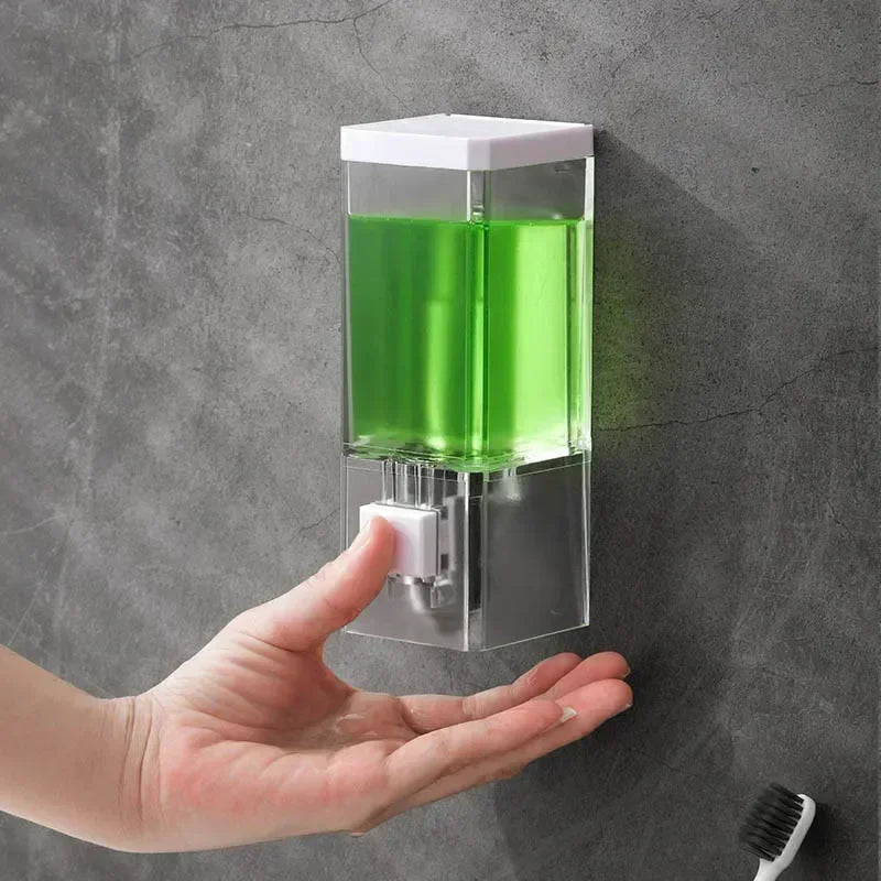 Non-punching Manual Press Soap Dispenser Wall Hanging Traceless Paste Disinfectant Bottle Bathroom Transparent Soap Dispenser 