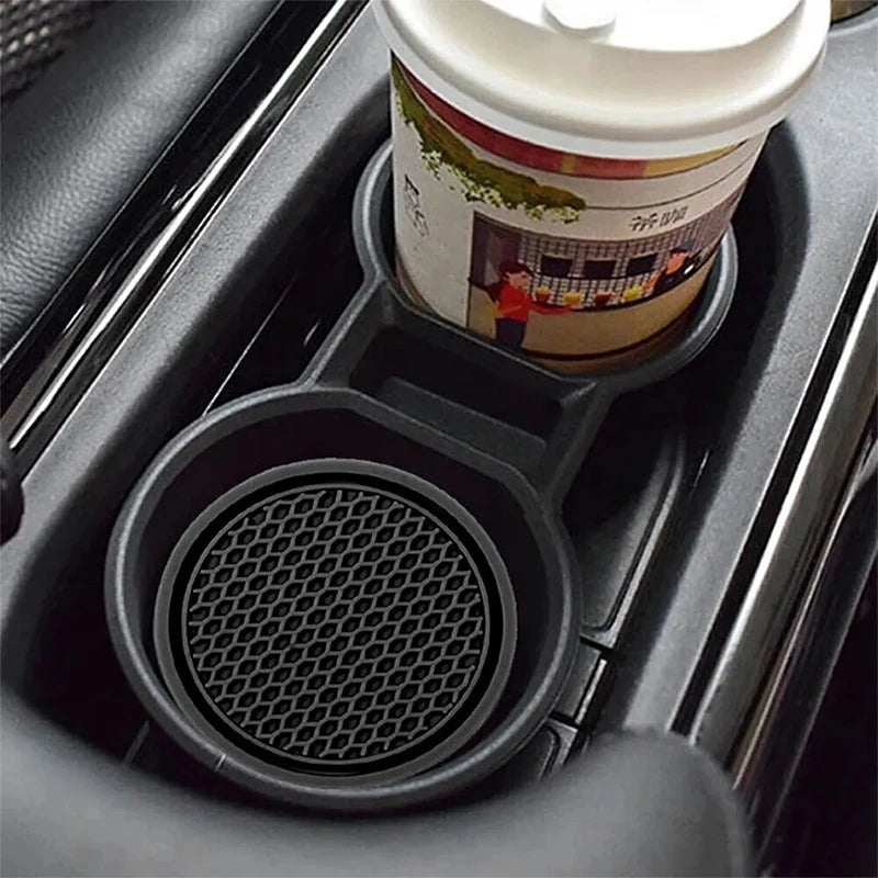 SEAMETAL 2Pcs Car Cup Coasters 7cm Universal Anti-Slip Cup Holder Mat Soft TPU Waterproof Auto Bottle Holder Insert Pads