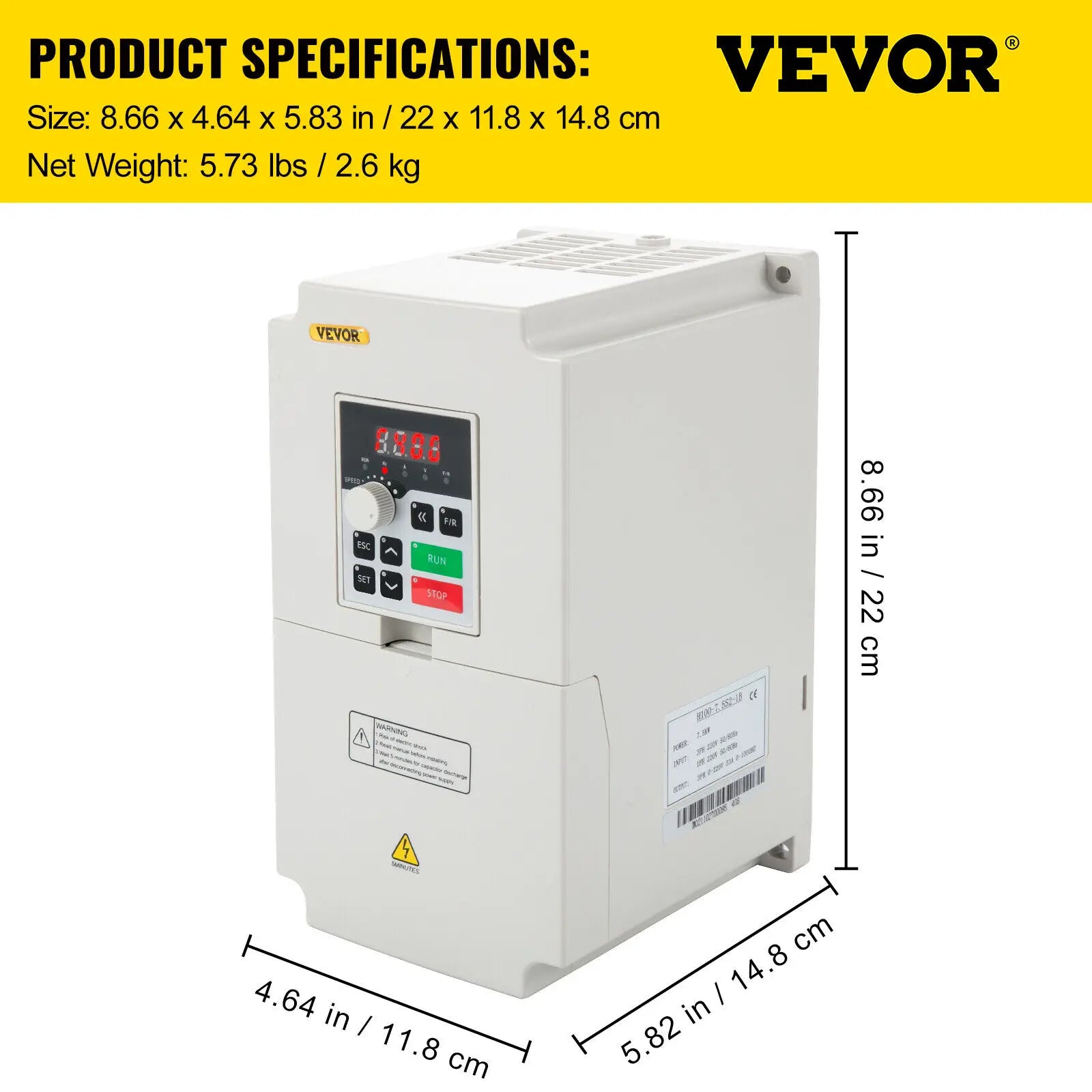 Variable Frequency Drive 2.2–7.5KW VFD Inverter CNC Motor Controller 110V/220V