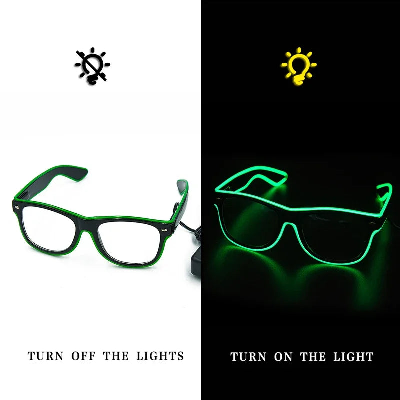 Flashing Glasses EL Wire LED Glasses Glowing Party Supplies Lighting Novelty Gift Bright Light Festival Party Glow Sunglasses 