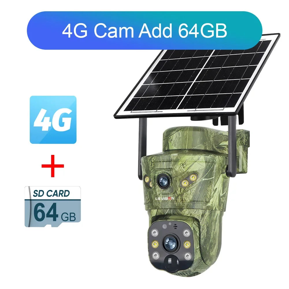 4K Solar Security Camera with 360° PTZ, 4G/WiFi & Dual Screen