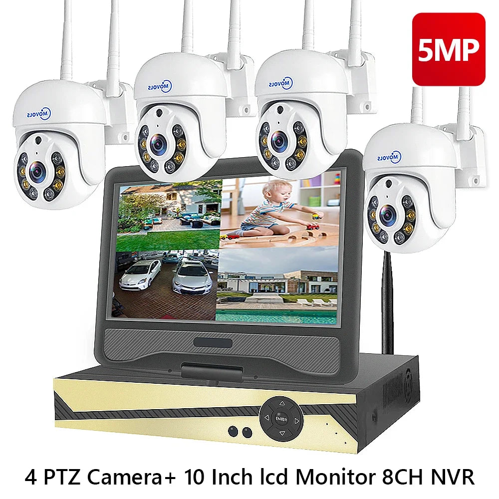 Wireless CCTV System PTZ Security Camera Kit with Two-Way Audio