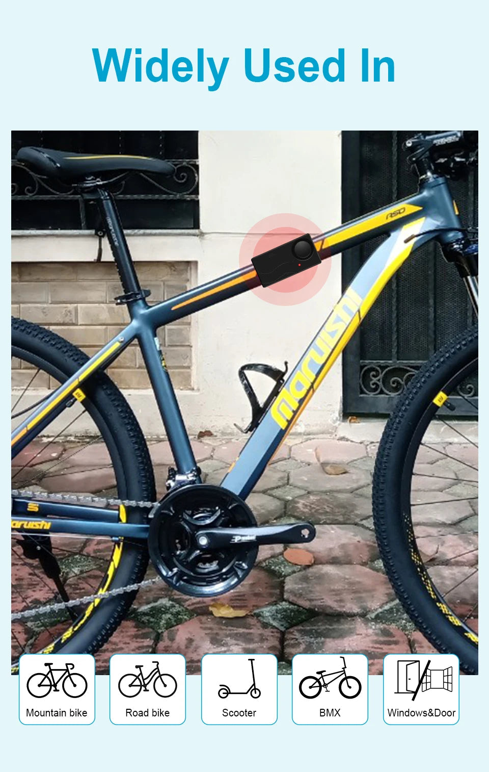 Awapow Wireless Vibration Bike Alarm With Remote Control Anti-Theft Door And Window Alarm 110dB Loud Home Bicycle Security 