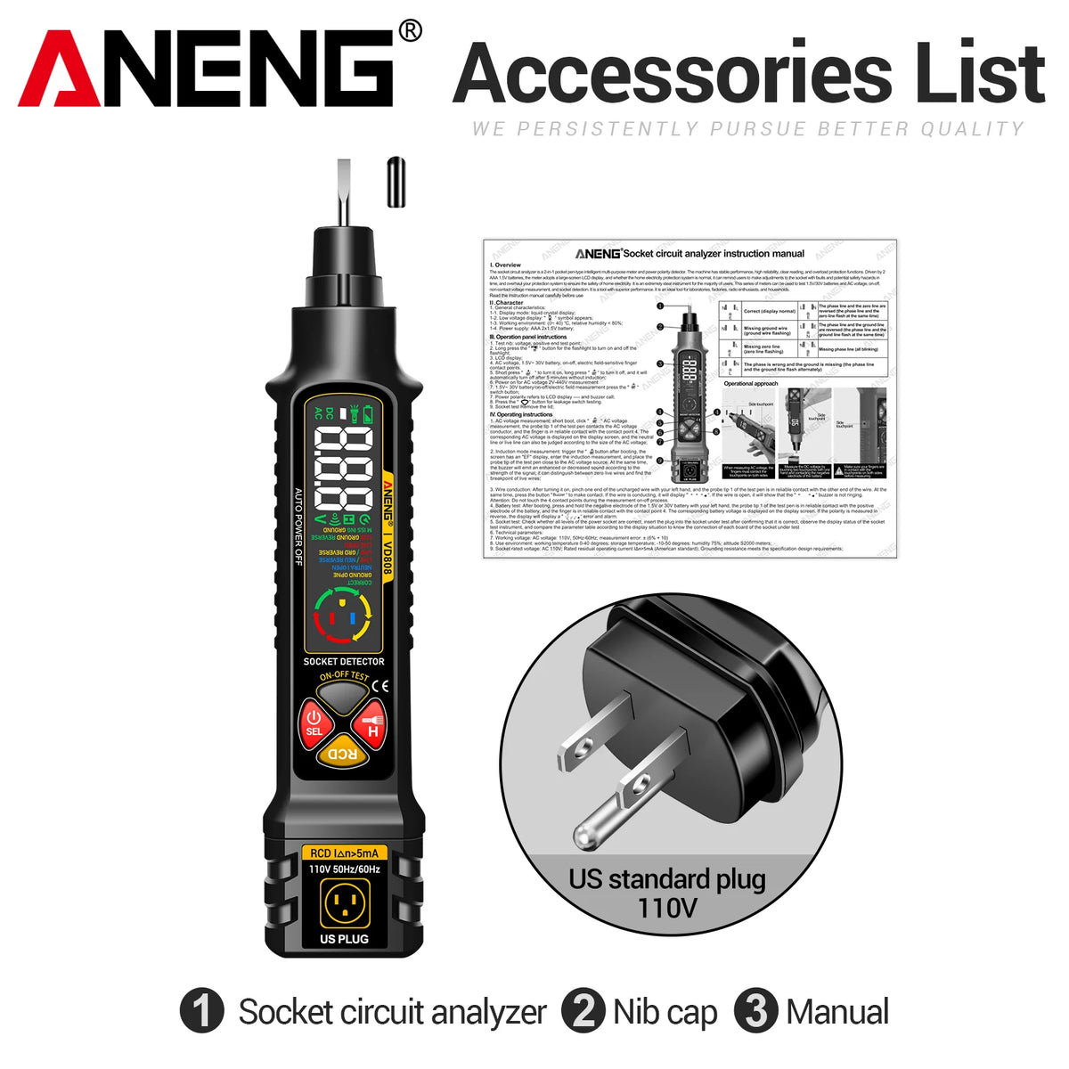VD808 Socket and Circuit Tester - EU/US Options