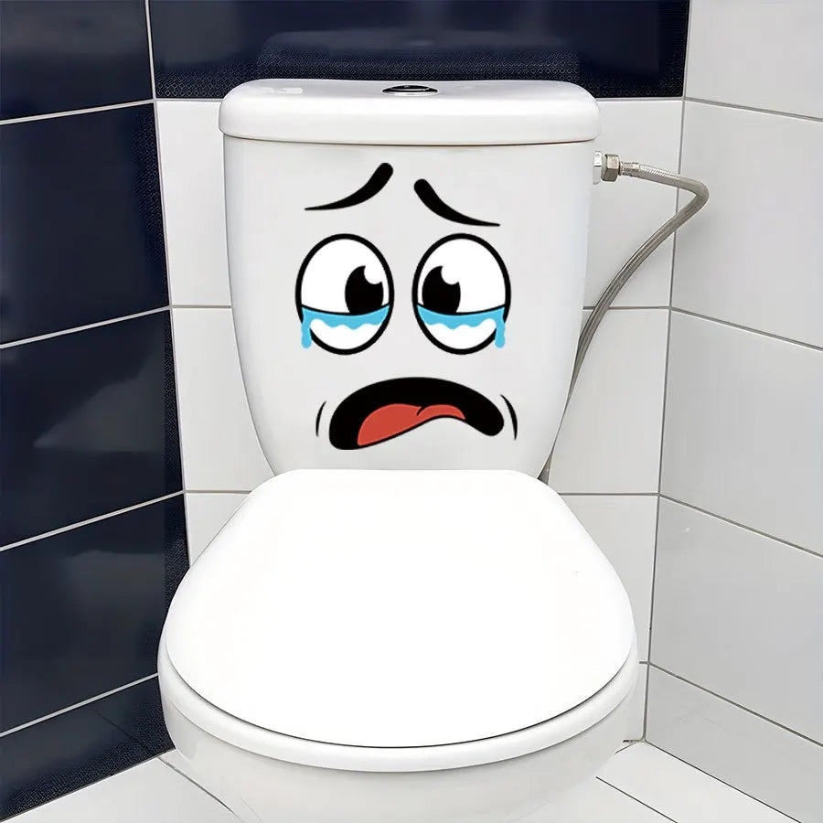 4 sheets/Set Cartoon Face Stickers,Self-Adhesive, Plastic Surface Compatible,Home Decoration Suitable for Trash Can, oilet Decor 