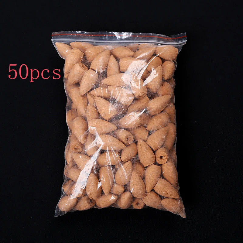 Mixed Waterfall Smoke Backflow Natural Incense Cone Incense Sandal Lavender Multi-scented Suitable for Places Tea Room Yoga Room 