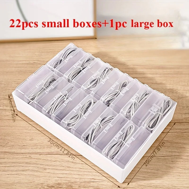 Desktop Cable and Accessory Organizer Boxes