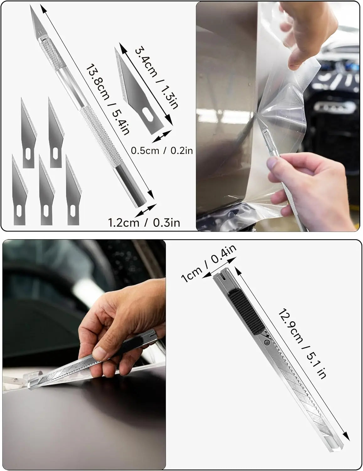 Car Film Wrapping Tool Kit Window Tinting Tools Vinyl Wrap Felt Squeegee Wrap Stick Vinyl Cutter Utility Knife Plastic Scraper