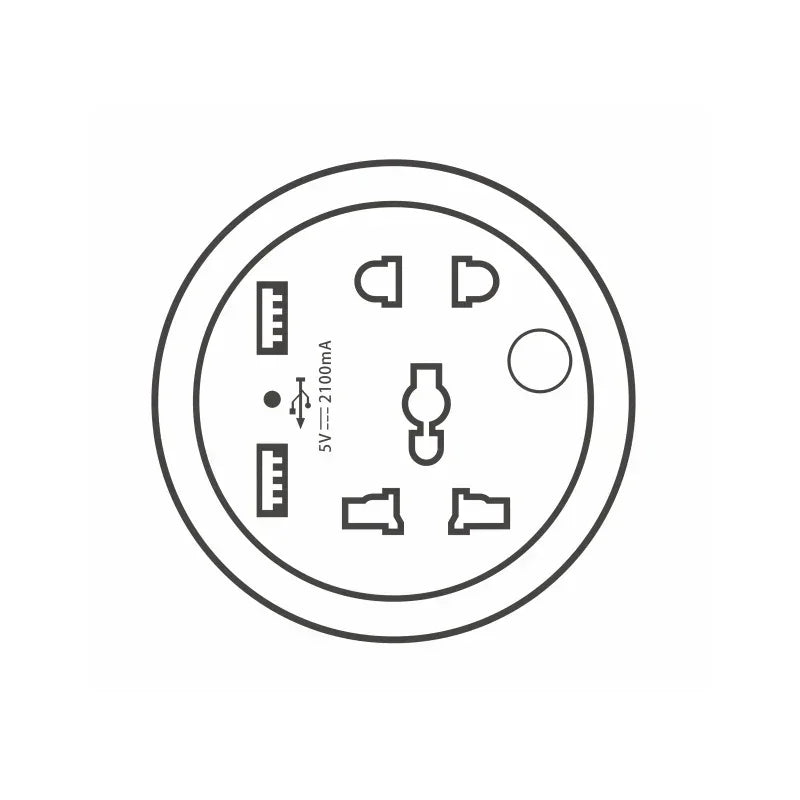 Kerek EU-s hosszabbítóaljzat két USB-porttal